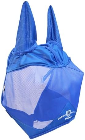 Harrison Howard UV-proof Multi-Function Fabrics Thick Fleece Padding Horse Fly Mask Half Face with Ears Signature Blue Horse Large