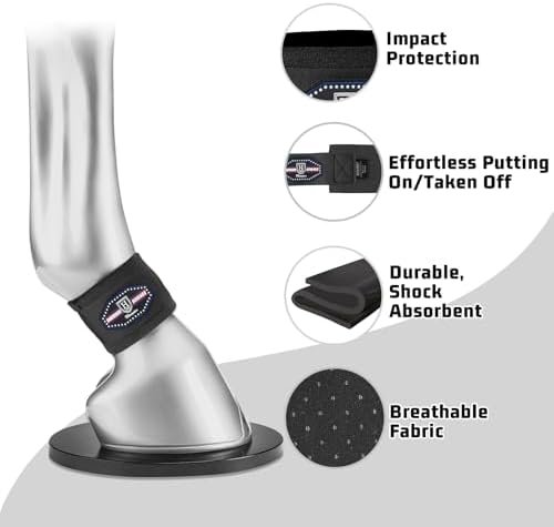Harrison Howard Durable Shock-Absorbent Breathable Impact Protection Pastern Wraps for Horse Sold in Pairs Black