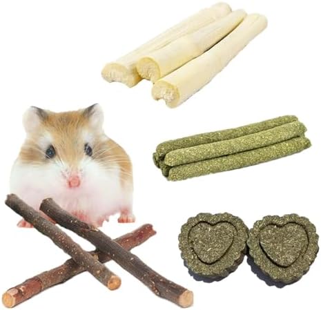 Rabbit Chew Toys Cleans The Mouth, Guinea Pig Chew Toy Protect Teeth, Apple Sticks Timothy Grass Sticks Bamboo Sticks for Rabbits Rabbit Chews Helps Digestion Chinchilla Treats