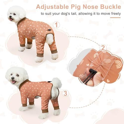 Bienbee Dog Pajamas, 4 Pack Adjustable Onesies for Small to Large Dogs S