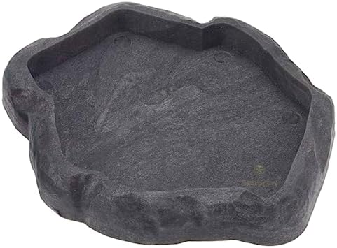 SunGrow Leopard Gecko Water Bowl, Hermit Crab Bathing Pool, 5 x 5.5 Inches, Reptile Food Bowl and Supplies, Water Dish and Climber, Charcoal Color, 1 Pc/Pack
