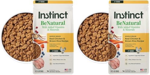 Instinct BeNatural, Natural Dry Dog Food, Raw Coated Kibble, Whole Grain - Real Chicken & Brown Rice, 4.5 lb. Bag (Pack of 2)