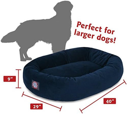 Majestic Pet Suede Calming Dog Bed, 40 Inch Large, Round, Washable, Navy