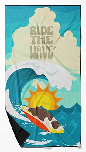 Caroline's Treasures MLM1215TWL3060 Surfer Dog Brindle English Bulldog Premium Beach Towel Oversized Towel Beach Blanket, Pool, Beach Essentials, Yoga, Premium Bath Towel, Quick Dry Plush