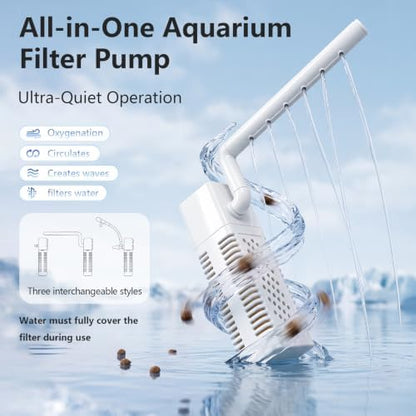 5 Gallon Fish Tank Aquarium Starter Kit with Filter and Light(Large White)