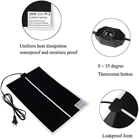 KABASI Reptile Heating Pad with Temperature Control, 20W 16.5x11inch