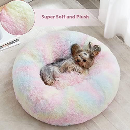 WNPETHOME Small Round Calming Dog Bed Cat Bed for Comfy Sleep