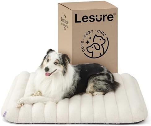 LE SURE Cute Orthopedic Dog Bed Large Sized Dog, Flat Pet Mat,36x27in Cream
