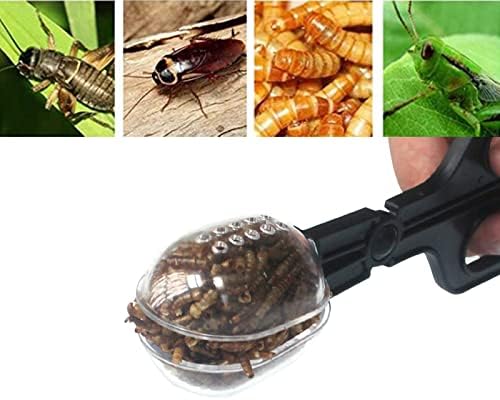 3in1 Feeding Tool Reptile Feeding Tongs Cricket Clamp Bug Scooper, Cleaning Supplies Scooper+ 2x Tweezers for Reptile, Hedgehog, Hamsters, Guinea Pig,Lizard, Spider Bearded Dragon (Black)