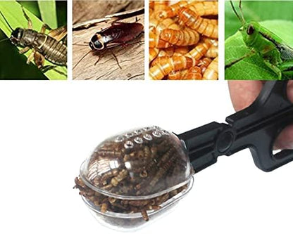 3in1 Feeding Tool Reptile Feeding Tongs Cricket Clamp Bug Scooper, Cleaning Supplies Scooper+ 2x Tweezers for Reptile, Hedgehog, Hamsters, Guinea Pig,Lizard, Spider Bearded Dragon (Black)