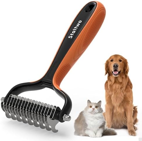 Staltwo Deshedding Dog Brush for Shedding, Undercoat Rake for Dog&Cat