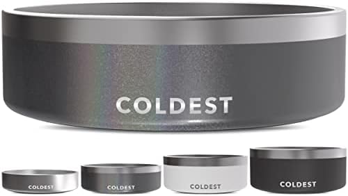 Coldest Dog Bowl - Anti Rust Metal, Non Slip, 3 Layers Insulated Stainless Steel Dog Bowls - Spill Proof & Heavy Duty - Water Bowl for Dogs, Cats & Pets, Dish Washer Safe (42 oz, Stardust Glitter)
