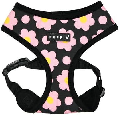 Puppia Bacopas Dog Harness A (Over-The-Head) Fashionable Flower Pattern Spring Summer Harness for Small and Medium Dogs, Black, X-Large