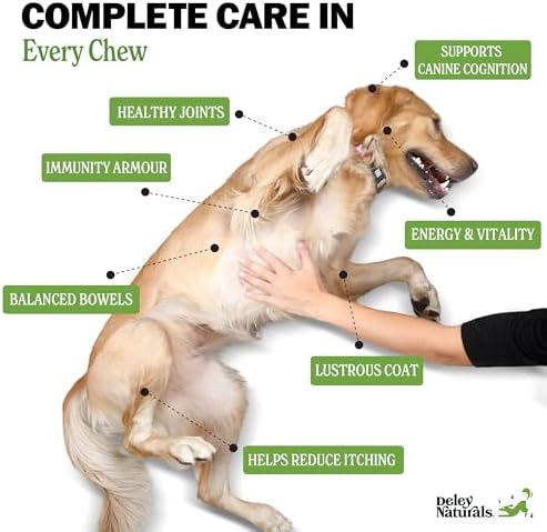 Deley Naturals 15 in 1 Multivitamin for Dogs - Complete Dog Vitamins and Supplements for Immune Support, Joint, Skin, Digestion, Heart & Overall Health - Daily Multifunction Supplements - 120 Chews