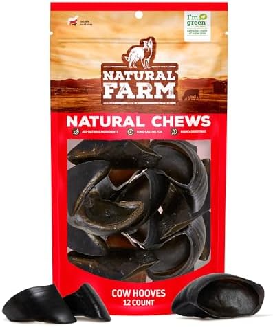 Natural Farm Cow Hooves (12 Pack), Odor-Free, All Natural Sourced from Farm-Raised Beef Hoof Dog Treats, Great Alternative to Bully Sticks or Rawhide, Dental Chew for Small, Medium, Large Breeds