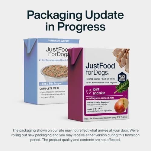 JustFoodForDogs Pantry Fresh Wet Dog Food, Complete Meal or Dog Food Topper, for Joint Health, Skin Health, Allergies, Joint & Skin Support, Pork & Quinoa - 12.5 oz (Pack of 12)