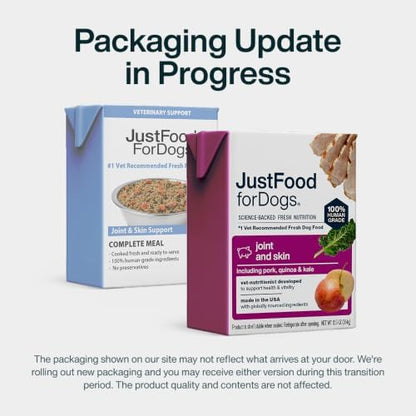 JustFoodForDogs Pantry Fresh Wet Dog Food, Complete Meal or Dog Food Topper, for Joint Health, Skin Health, Allergies, Joint & Skin Support, Pork & Quinoa - 12.5 oz (Pack of 12)