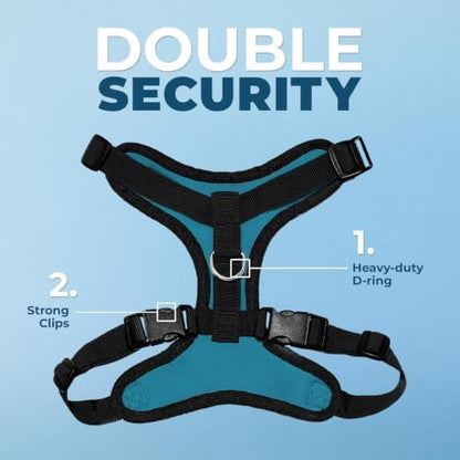 Voyager Step-in Lock Dog Harness - Turquoise/Black Trim, Large