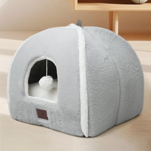 Cat Bed for Indoor Cats - Cat Cave Bed Cat House Cat Tent with Removable Washable Cushioned Pillow, Soft and Self Warming Kitten beds,Cat Beds & Furniture,for Small and Medium Pet Bed.