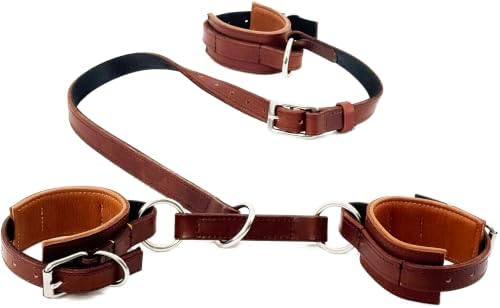 Jeereal Equine 3-Way Heavy Latigo Leather Horse Hobble, Soft Padded with Stainless Steel Hardware, Adjustable, Curbs Pawing and Kicking