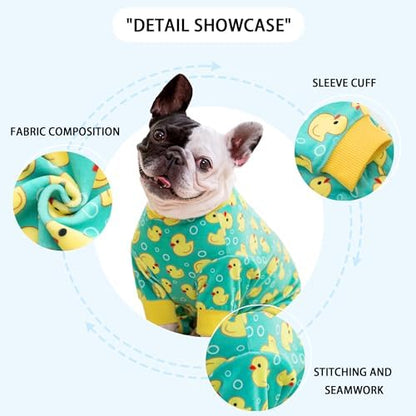 Paiaite Dog Pajamas Onesie: Comfortable Four-Legged Apparel for Small, Medium, & Large Dogs, Polyester Material for Comfort, Wrinkle Resistance, Moisture Wicking, and Stretchiness Yellow Duck 4XL