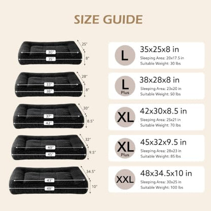 JOEJOY Extra Large Orthopedic Dog Beds Large Sized Dog, Extra Thick Foam Pet Bed Sofa with Bolster Sides, Large Sized Dog Bed with Removable Washable Cover, Non-Slip Bottom, Black, 48''x35''
