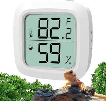 Reptile Thermometer and Hygrometer – Fast Accurate LCD Digital Temp & Humidity Meter for Bearded Dragon Tank Accessories, Lizard, Snake, Turtle, Amphibians, Small Animal Habitat