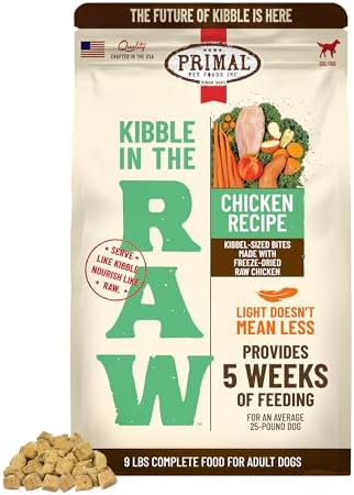 Primal Kibble in The Raw, Freeze-Dried Dog Food, Chicken, 9 lb