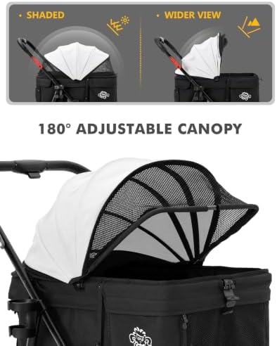 Dog Stroller for Medium Dogs, 4 Wheels Pet Stroller for 2 Small Dogs or 1 Medium Dogs, Cat Stroller Up to 80 lbs, Dual Entry Design, Foldable Design, Sun Shades, Breathable Mesh, Black