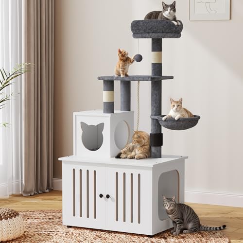 YITAHOME Cat Tree with Litter Box Enclosure, 2-in-1 Cat Furniture