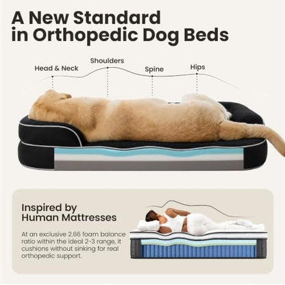LE SURE RealOrtho™ L Plus 3-Layer Foam Orthopedic Large Dog Bed,38" Black