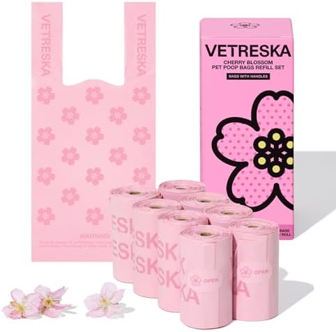 VETRESKA Dog Poop Bags with Handles 120 Count, Floral Scented Waste Bags
