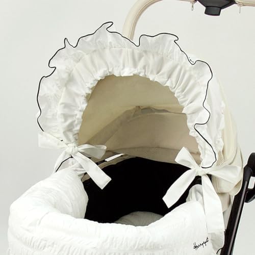 Harryspet Buggy Bonnet Margaret – Universal Fit Pet Stroller Canopy Cover – Decorative Fabric Accessory – Matches Margaret Series – 4 Elegant Colors (Snow White)