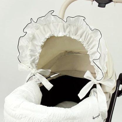 Harryspet Buggy Bonnet Margaret – Universal Fit Pet Stroller Canopy Cover – Decorative Fabric Accessory – Matches Margaret Series – 4 Elegant Colors (Snow White)