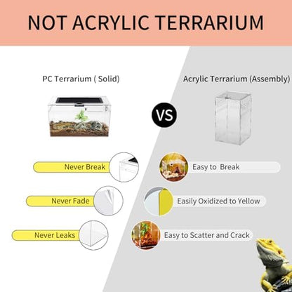 Mini Reptile Terrarium Set,11.8" x 7"x 6" Low Reptile Tank with Full View Visually Appealing，for Insect，Fish，Tarantula，Hermit Crab，Jumping Spider，Iguana，Tortoise，Leopard Gecko，Frog，Bearded Dragon