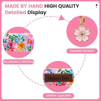Lionheart Glory Spring Summer Dog Collar - Soft and Adjustable Dog Collars with Plastic Buckle Colorful Wildflower Pattern Dogs Collar for Medium Dogs Male Female Pet Collars M