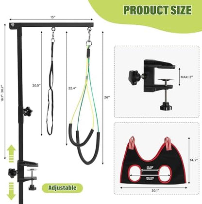 Dog Grooming Arm 35" with Hammock, Haunch Holder for Small Medium Pets