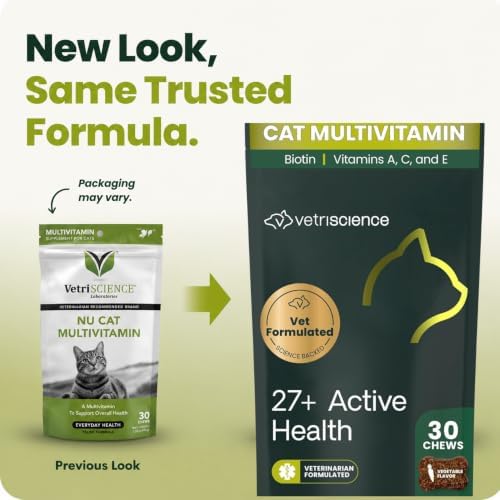 VetriScience 27+ Active Health Chewable Tablets for Cats, Fish, 90 Count