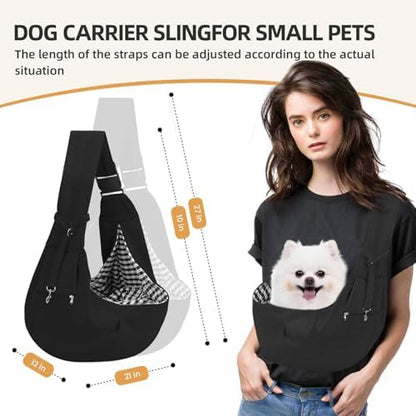 Adjustable Dog Sling Carrier with Pocket, Puppy Carrier for Small Dog & Cat