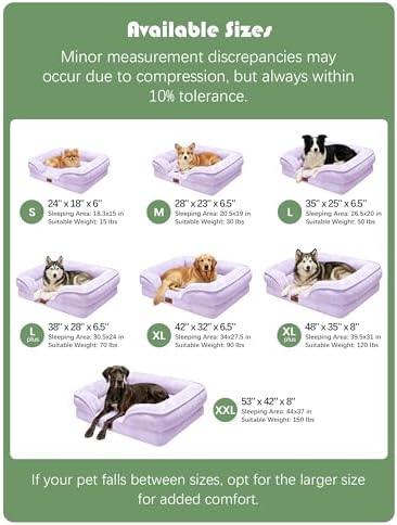 Spotted Play Orthopedic Dog Bed with Sides - Sofa Beds for Medium Dogs, Supportive Foam Pet Couch Bed with Washable Removable Cover, Waterproof Lining and Non-Slip Bottom, Purple - M