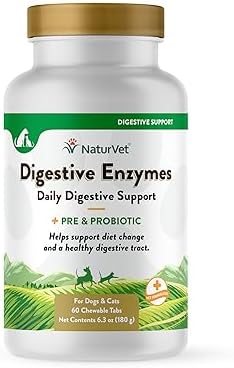 NaturVet Digestive Enzymes with Pre & Probiotic for Dogs & Cats - 60 Count