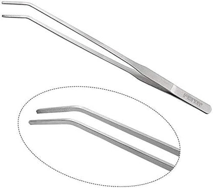 FEITA Aquarium Tweezer Set - Long Stainless Steel Curved & Straight Feeding Tweezers Scissors Maintenance Tools Kit (3 Pcs)