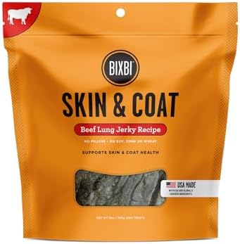 BIXBI Skin & Coat Support Beef Liver Jerky Dog Treats, 12 oz - USA Made Grain Free Dog Treats - Antioxidant Rich to Support Shiny, Full Bodied Coats - High in Protein, Whole Food Nutrition, No Fillers
