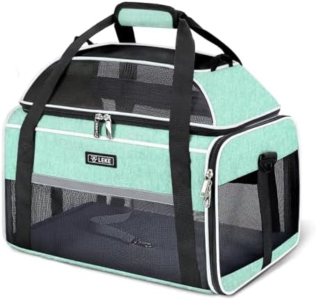 Lekereise Top-Expandable Pet Carrier 17x11x9.5 Inch Alaska Hawaiian Airline Approved Soft Sided Underseat to 12lbs Travel Carriers for Small Dogs and Cats with Locking Safety Zippers Anti-Scratch Mesh