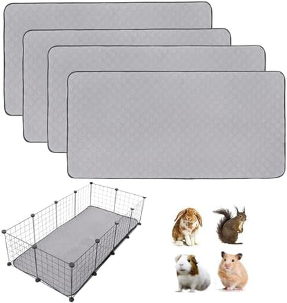 4Pack Guinea Pig Cage Liners, 24''X48'' Washable Guinea Pig Pee Pads, Non Slip Reusable Super Absorbent Guinea Pig Training Mat Bedding Fleece for Small Animals Hamster Rabbit Chinchilla Rat