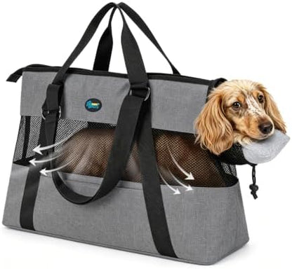Ownpets XL Cat Dog Purse Carrier, Grey Breathable Mesh, Fits 20lbs