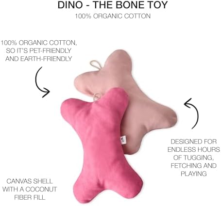Pet Passion 2-Pack Stuffed Bones Dog Toys Durable Cotton Canvas with Coconut Fill for All Pet Breeds, Pink Ombre, One Size