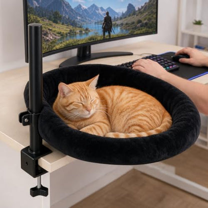 Cat Desk Bed|Foldable Clamp On Hammock for Gaming Desk|Supports Up to 45 lb