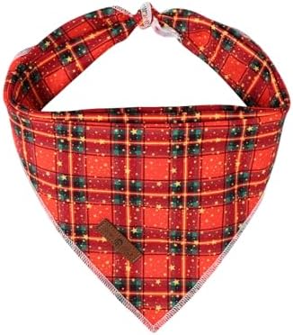 Lionet Paws Christmas Dog Bandana for Small Medium Dogs,Grid Dog Kerchief Washable Dogs Triangle Bibs Scarf for Girl or Boy