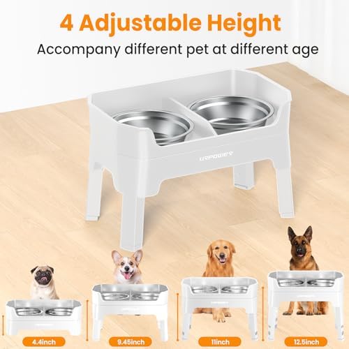URPOWER Elevated Dog Bowls, 3-in-1 Double Deck Raised Dog Bowl Stand